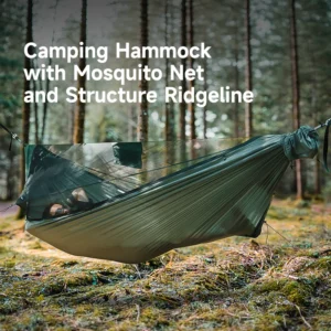 11ft Camping Hammock with Net and Ridge Rope, Detachable Full-Open Mesh, Lightweight Hammock for Outdoor Hiking Backpacking