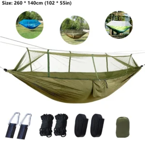 Portable Outdoor Camping Leisure Double Mosquito Net Hammocks Garden Travel Tourist Nature Hike Sleeping Hanging Hammock Swing