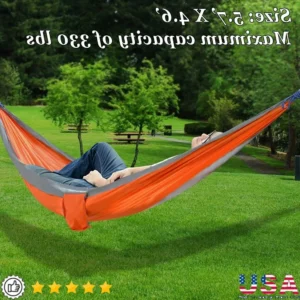 Ultra Light Nylon Parachute Hammock Travel Camping Air Swing Bed 330LB Capacity With Straps and Carabiners Portable Compact