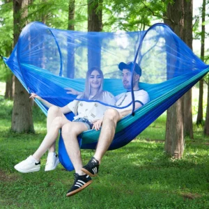 290*140 Hammock with Anti-mosquito Outdoor Double Nylon Parachute Cloth Camping Mosquito Net Quick Open Hammock Control Hammock