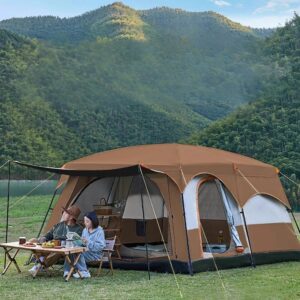 2025 Upgraded 4 Season Camping Tent 3-12 Person Waterproof Windproof Double Layer 2 Room Family Outdoor Backpacking Equipment
